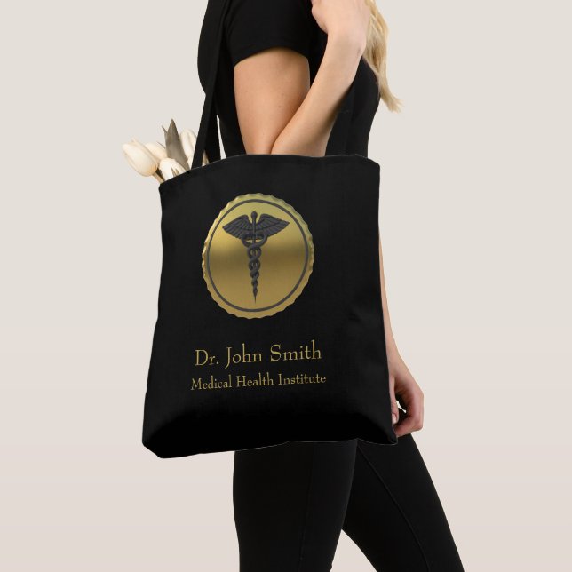 Tote Bag 3D Gold Professional Medical Caduceus Emblem (De près)