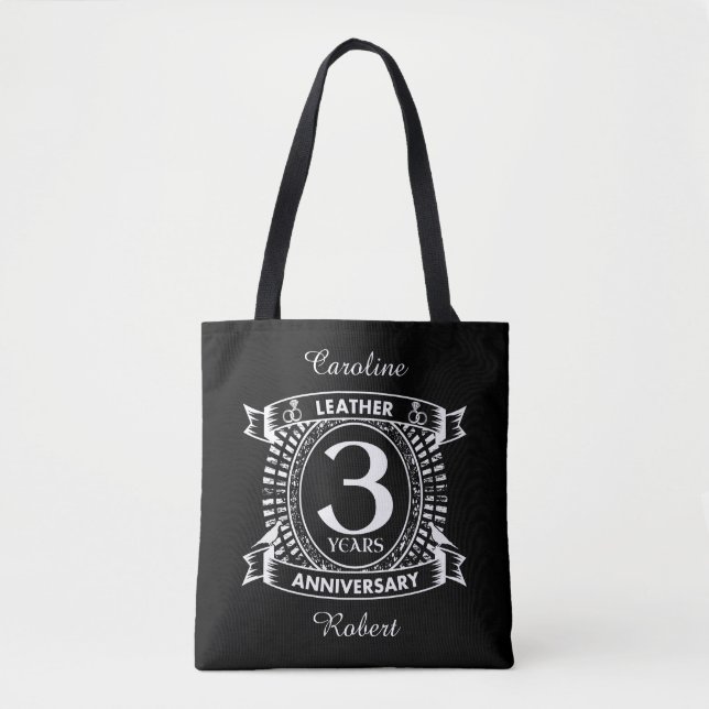 Tote Bag 3e anniversaire mariage crête en détresse (Devant)
