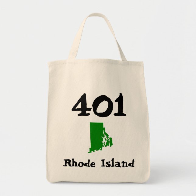 Tote Bag 401, Code régional de l'île Rhode (Devant)
