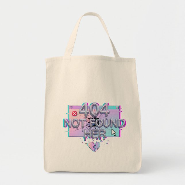 Tote Bag 404 Introuvable Son Bug Y2K Drôle Séparation Célib (Devant)