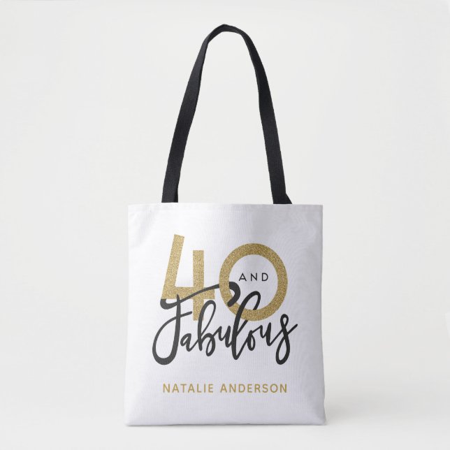 Tote Bag 40 et fabuleuse fête d'anniversaire en or et en no (Devant)