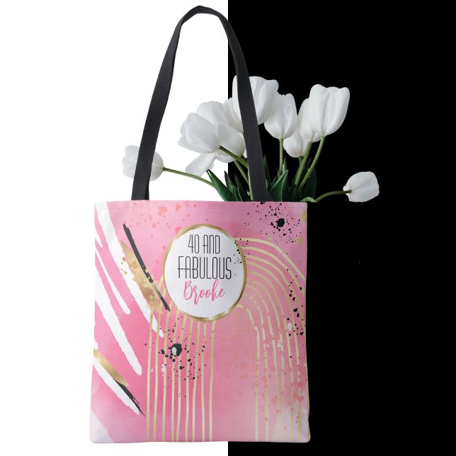 Tote Bag 40 et fabuleux Abstrait rose noir moderne gras (Créateur téléchargé)