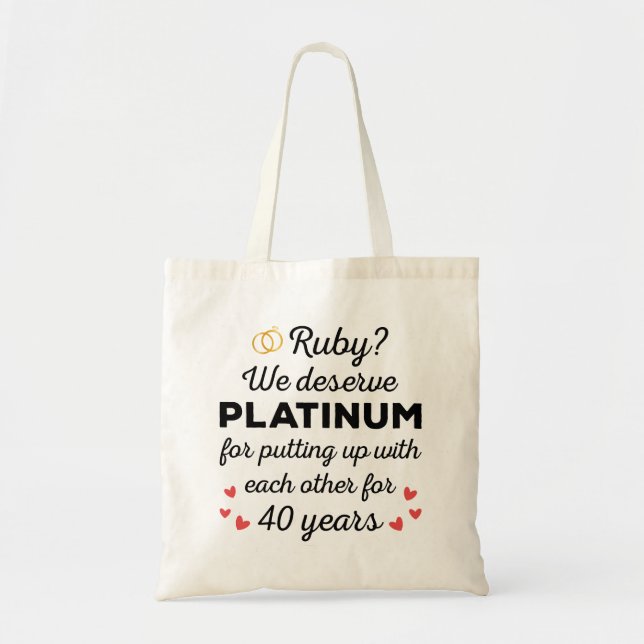 Tote Bag 40ème anniversaire du Mariage I - Ruby Funny Coupl (Devant)