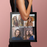 Tote Bag 4 Collage photo - CHOISISSEZ VOTRE COULEUR ARRIÈRE<br><div class="desc">Utilisez quatre photos carrés pour créer un cadeau unique et personnel. Ou vous pouvez garder le chiot hipster et faire un gardien branché. Si vous avez besoin d'ajuster les images,  cliquez sur l'outil personnaliser pour apporter des modifications.</div>