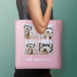 Tote Bag 4 Collage photo - CHOISISSEZ VOTRE COULEUR ARRIÈRE<br><div class="desc">Utilisez quatre photos carrés pour créer un cadeau unique et personnel. Ou vous pouvez garder le chiot hipster et faire un gardien branché. Si vous avez besoin d'ajuster les images,  cliquez sur l'outil personnaliser pour apporter des modifications.</div>