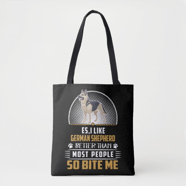 Tote Bag 4 Es J'Aime Le Berger Allemand Mieux Que La Plupar (Devant)