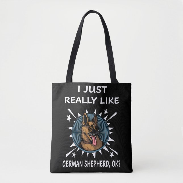Tote Bag 4 J'Aime Vraiment Le Berger Allemand OK (Devant)