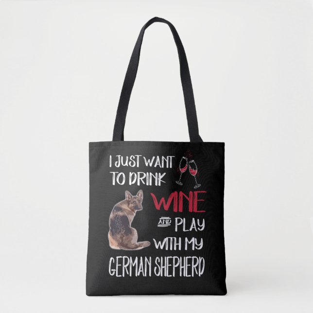Tote Bag 4 Je Veux Juste Dîner Du Vin Et Jouer Avec Mon All (Devant)