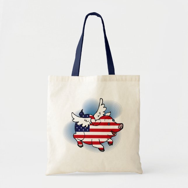 Tote Bag 4 juillet - 4 juillet Cochon(s) volant(s) patrioti (Devant)