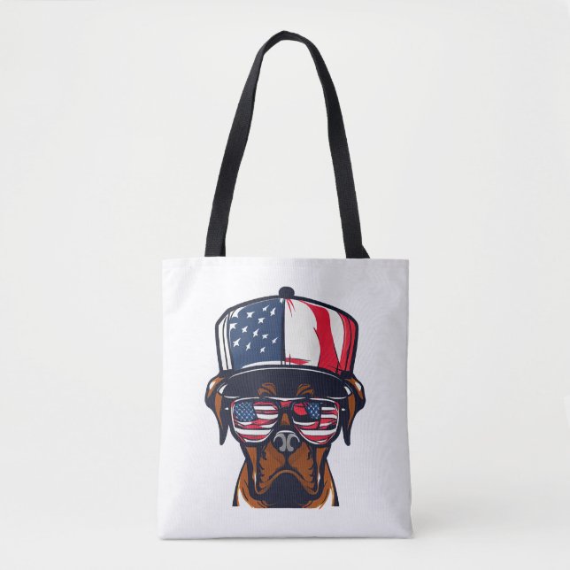 Tote Bag 4 juillet de chien de boxe (Devant)
