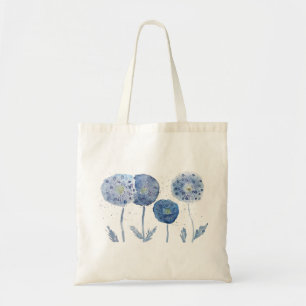 Tote Bag 4 peintures abstraites sur le dandelion indigo