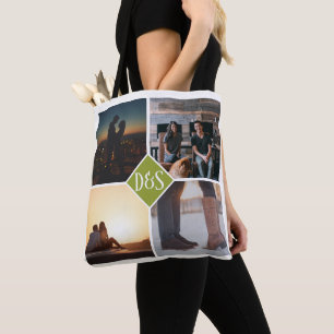 Tote Bag 4 Photo Collage personnalisé Monogramme