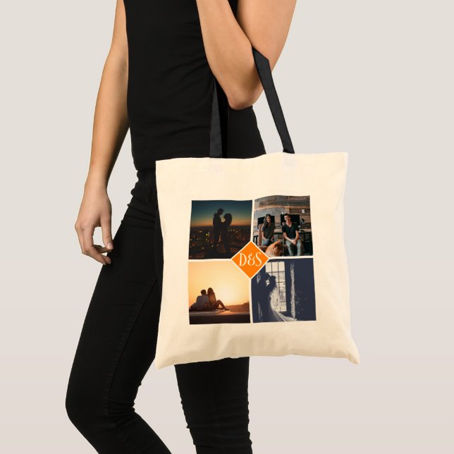 Tote Bag 4 Photo Collage personnalisé Monogramme (Devant (produit))