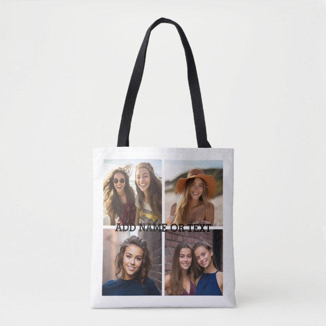 Tote Bag 4 photos en collage - Fond blanc (Devant)