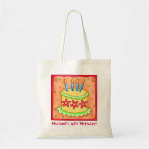 Tote Bag 4e Joyeux Anniversaire Nom du gâteau Personnalisé