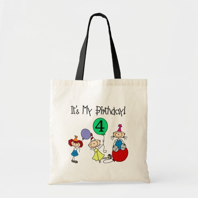 Tote Bag 4e Stick Kids Party Anniversaire Tshirts et cadeau (Devant)