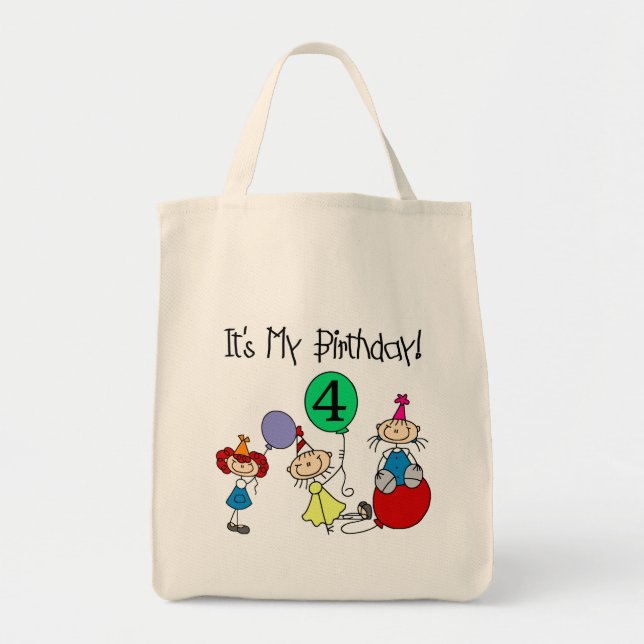 Tote Bag 4e Stick Kids Party Anniversaire Tshirts et cadeau (Devant)