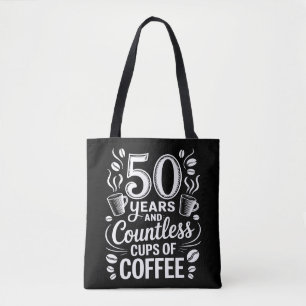 Tote Bag 50 ans et d'innombrables tasses de café