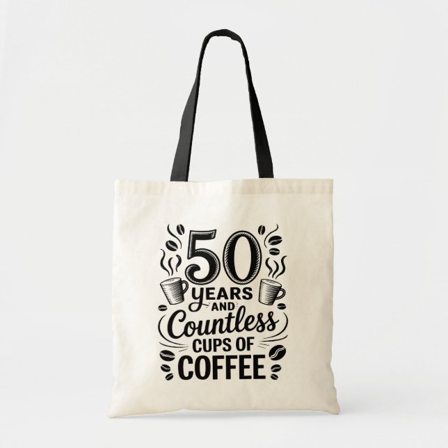 Tote Bag 50 ans et d'innombrables tasses de café  (Devant)