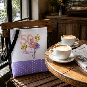 Tote Bag 50 ans et Fabuleux Flamant Rose Floral
