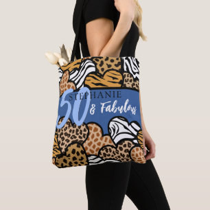 Tote Bag 50 et fabuleux Coeurs Posters de animaux Bleus Sty
