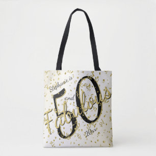 Tote Bag 50 et fabuleux fête d'anniversaire Noir/Or