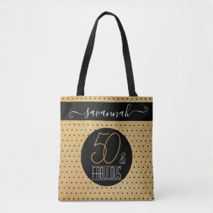 Tote Bag 50 et Fabuleux Or Nom Personnalisé Fête d'annivers