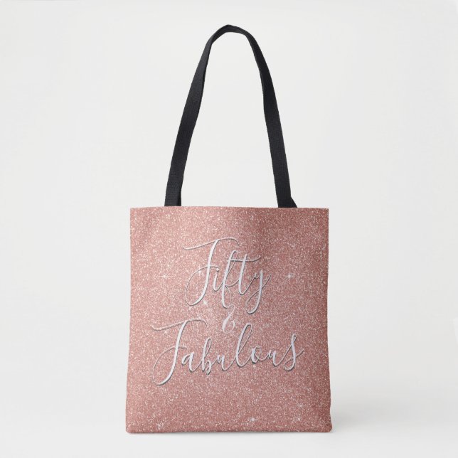 Tote Bag 50 et fabuleux Rose Gold Blush Parties scintillant (Devant)