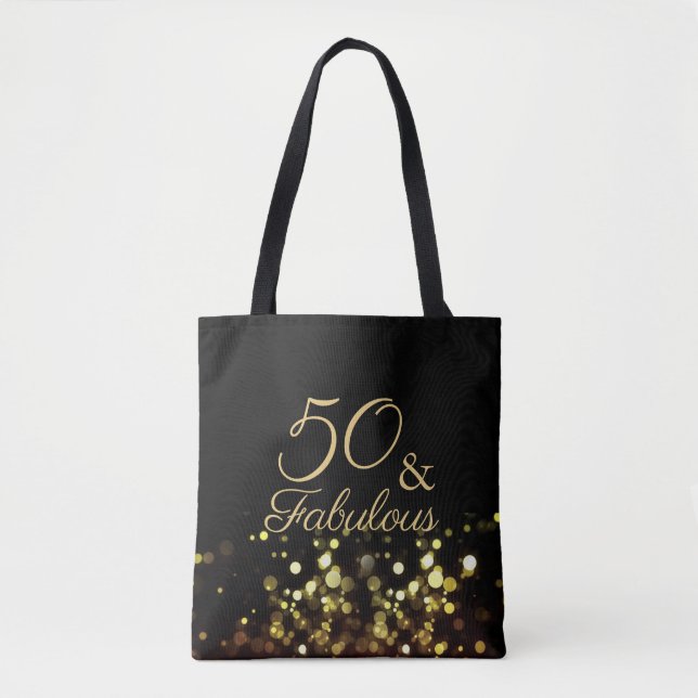 Tote Bag 50 et Fabulous Black and Gold Birthday (Devant)