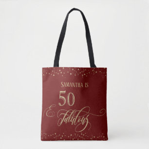 Tote Bag 50 & Fabulous Paillettes dorées Confetti, Bourgog