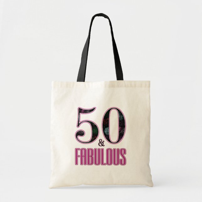 Tote Bag 50 & Fabulous Pink Black Typographie 50e anniversa (Devant)