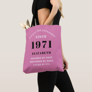 Tote Bag 50e anniversaire 1971 Pink Black pour sa personnal