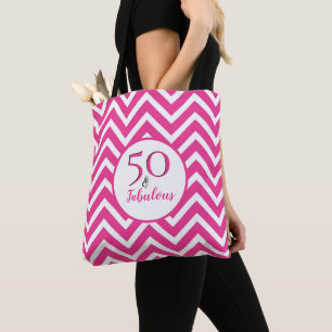 Tote Bag 50e anniversaire 50 et fabuleux Cerise Chevrons Ro