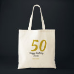 Tote Bag 50e anniversaire ajouter nom date année noire modè<br><div class="desc">conception modifiable</div>
