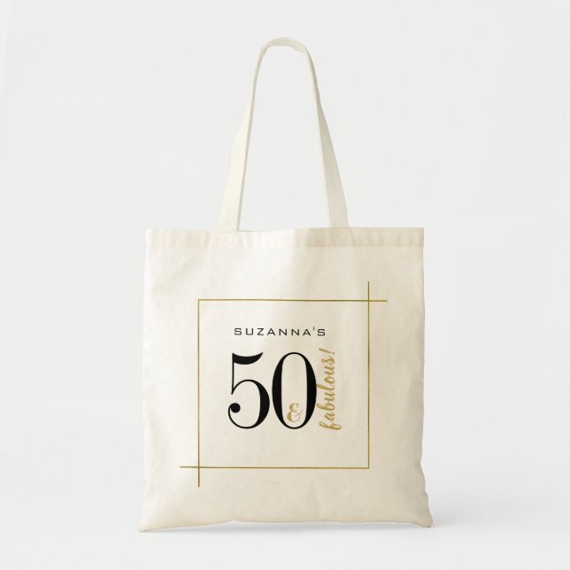 Tote Bag 50e anniversaire de Birthday 50 and Fabulous Black (Devant)