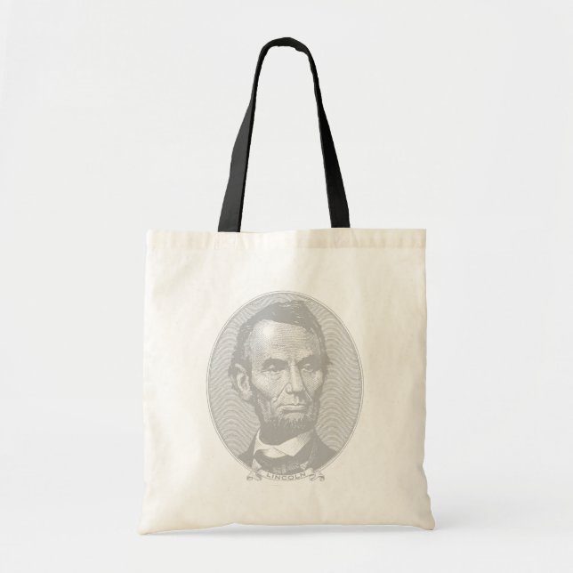 Tote Bag 5+Dollar Président Abraham Lincoln Argent (Devant)
