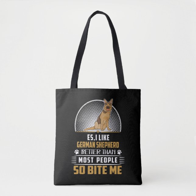 Tote Bag 5 Es J'Aime Le Berger Allemand Mieux Que La Plupar (Devant)