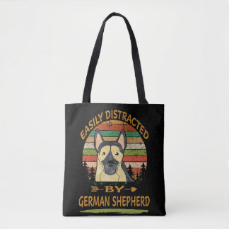 Tote Bag 5 Facilement Distrait Par Le Berger Allemand