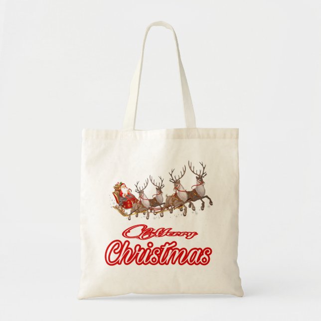 Tote Bag 5.Ho Ho Ho Père Noël rire visage joyeux Noël (Devant)