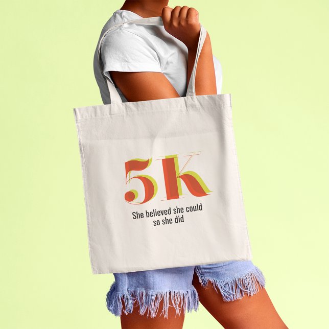 Tote Bag 5 k Course Célébration Gras Jaune Rouge Texte (Créateur téléchargé)
