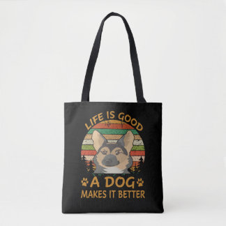 Tote Bag 5 La Vie Est Bonne Un Chien Le Rend Meilleur