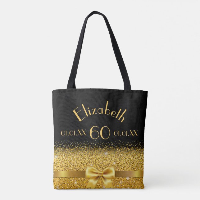 Tote Bag 60e anniversaire noir or nom arc (Dos)