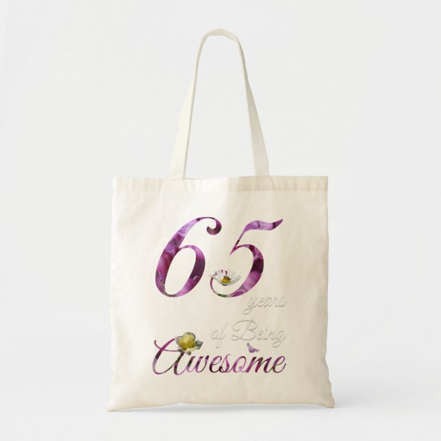 Tote Bag 65 ans Superbes fleurs 1957 65e anniversaire Gif (Devant)