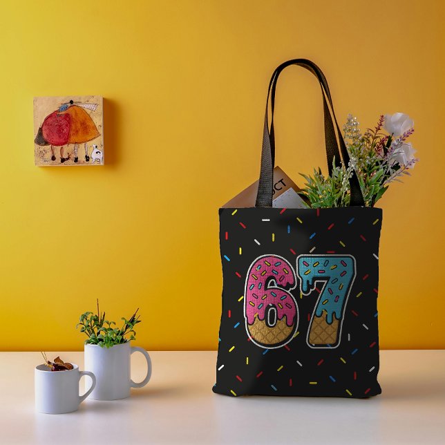 Tote Bag 67 Drôle Mème Crème de glace Six sept Gen Alpha (Créateur téléchargé)