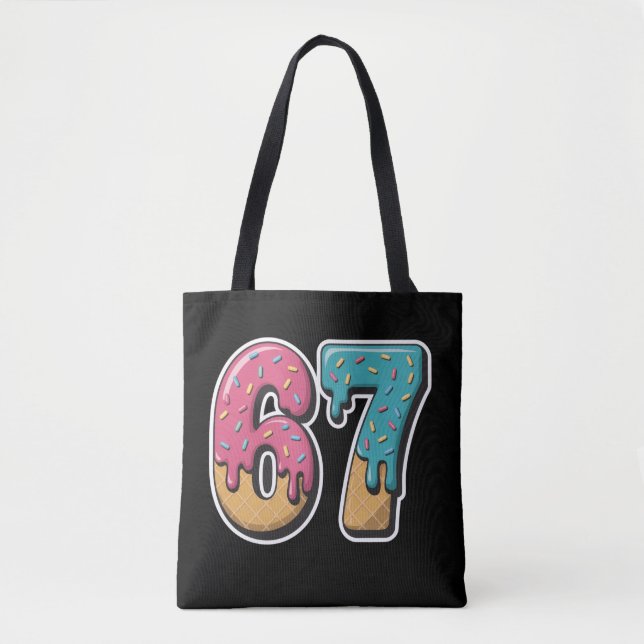 Tote Bag 67 Ice Cream Drip Meme Funny Six Seven Gen Alpha  (Devant)