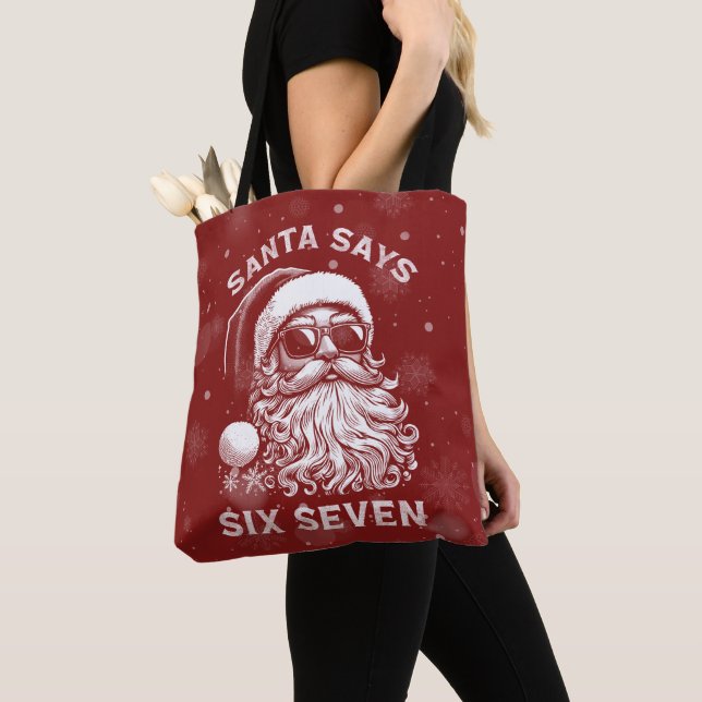 Tote Bag 67 Meme Drôle Santa Dit Six Sept Noël (De près)