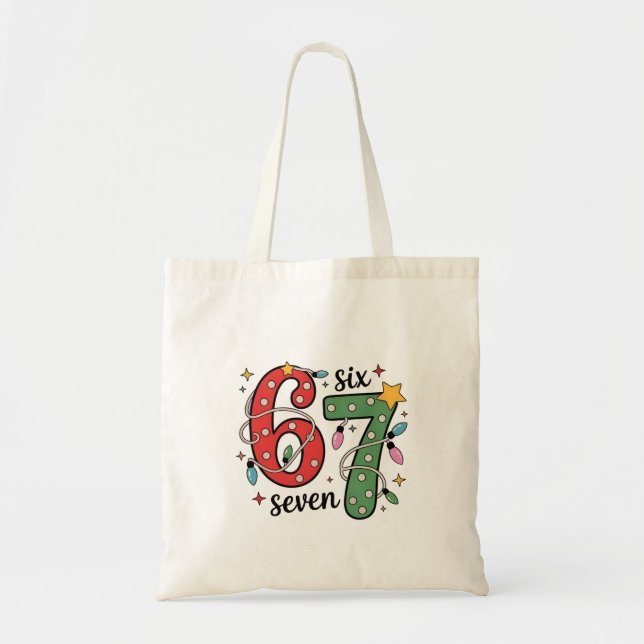 Tote Bag 6 7 Six Seven Main Génération Z Alpha Meme Argot N (Devant)