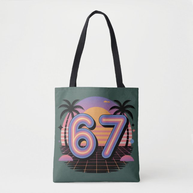 Tote Bag 6 7 Six Seven Vaporwave Génération Z Alpha Mème  (Devant)