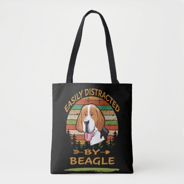 Tote Bag 6 Facilement Distrait Par Le Beagle (Devant)