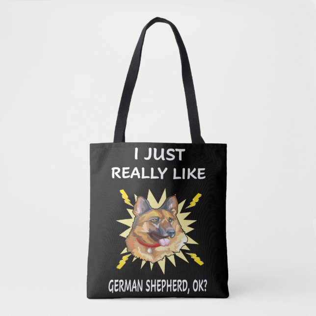 Tote Bag 6 J'Aime Vraiment Le Berger Allemand OK (Devant)